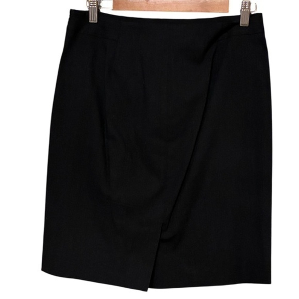 Theory Marine Daly Wool Blend Stretch Lined Skirt in Charcoal Gray Black
